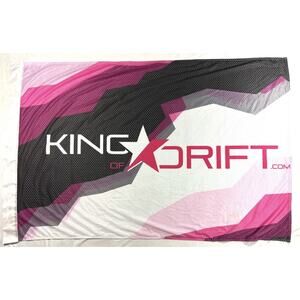 King of Drift Racing Banner Flag 61”x39” Pink Black Garage Decor